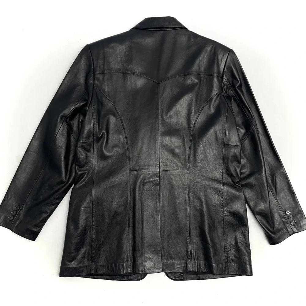 Sportcoat Blazer Western Scully Mens 44 Soft Lambskin Leather Jacket Yokes Black